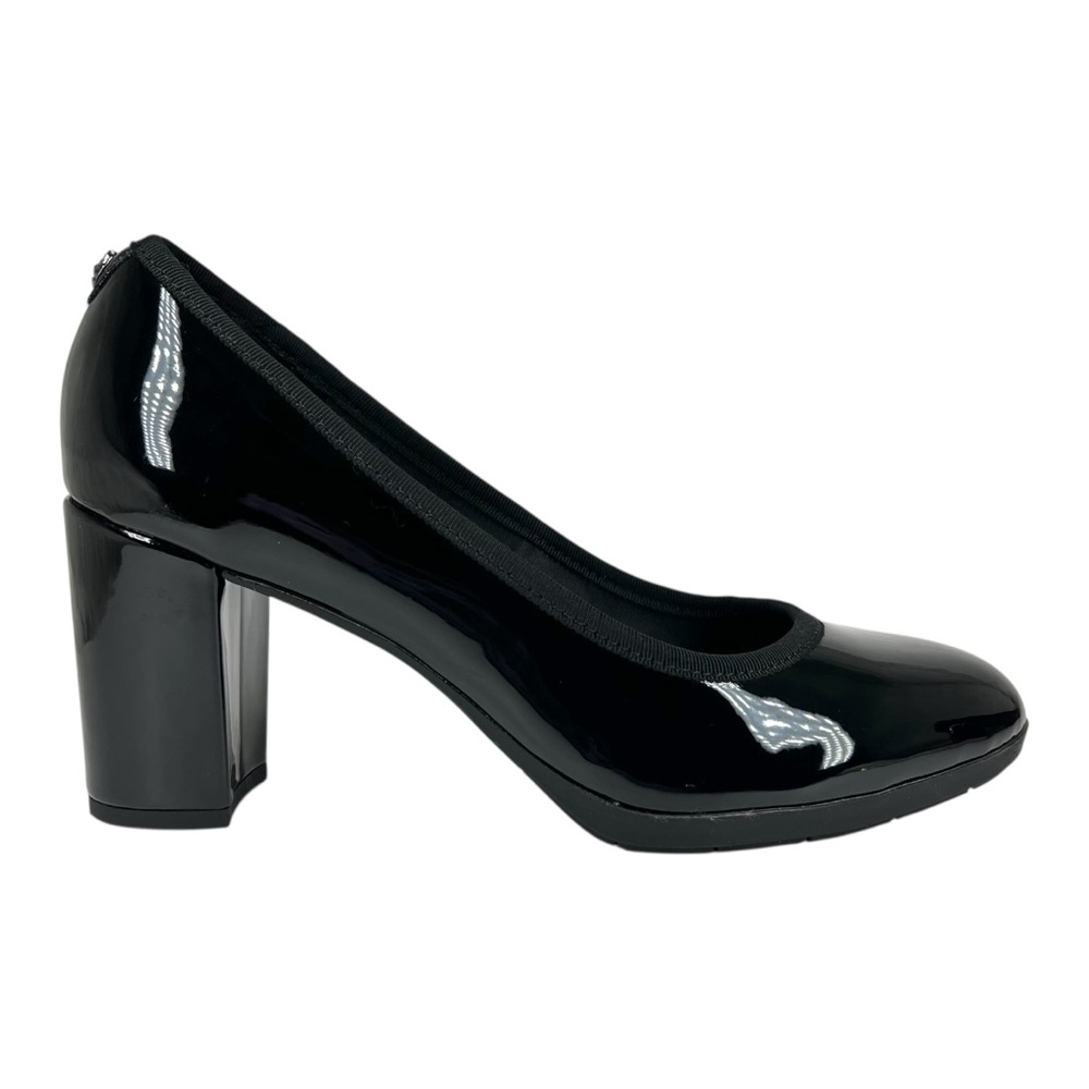 Anne Klein Black Patent Block Heel Pump
